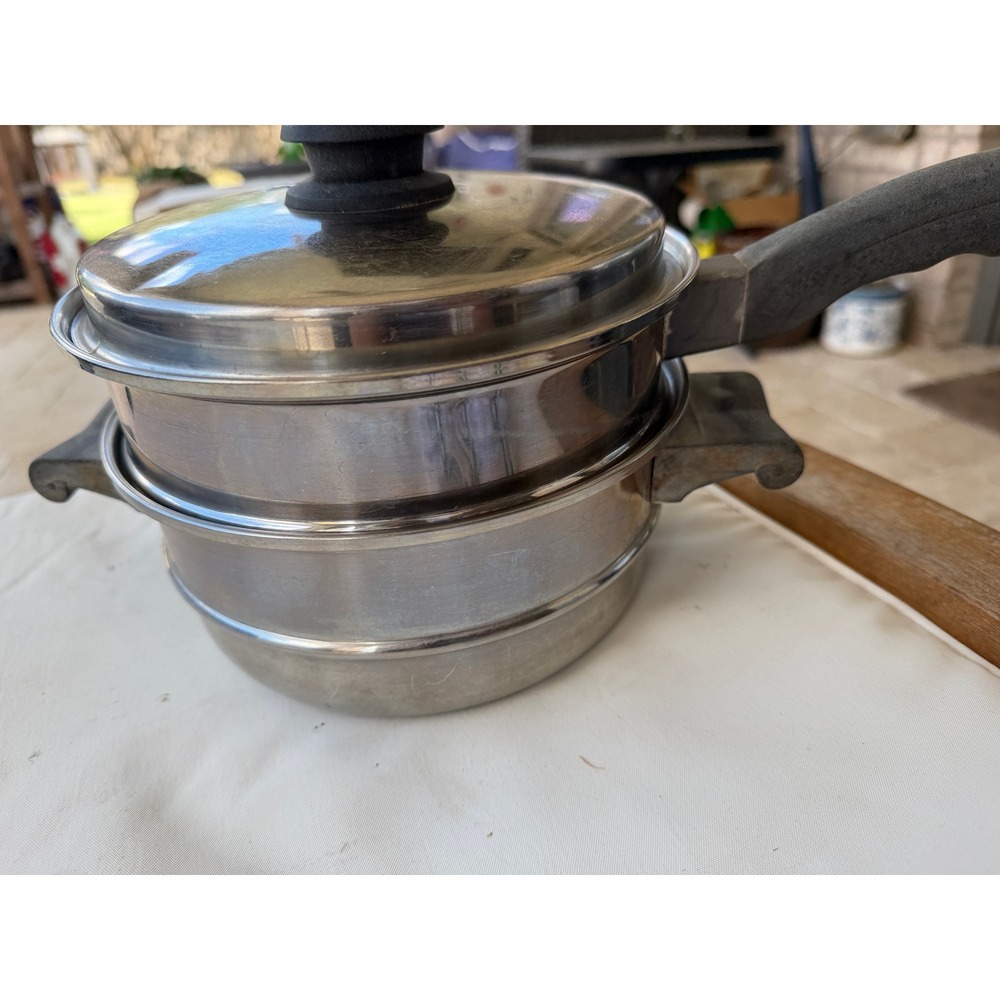Saladmaster T304 Stainless Steel Steamer Pot Set with Lid and Insert Vintage